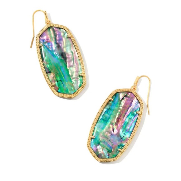 Kendra Scott Danielle Gold Statement Earrings in Lilac Abalone - Picture 2 of 3